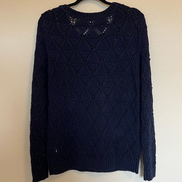 NWT Tommy Hilfiger Classic Navy Open Knit Sweater - Size L - Picture 7 of 9